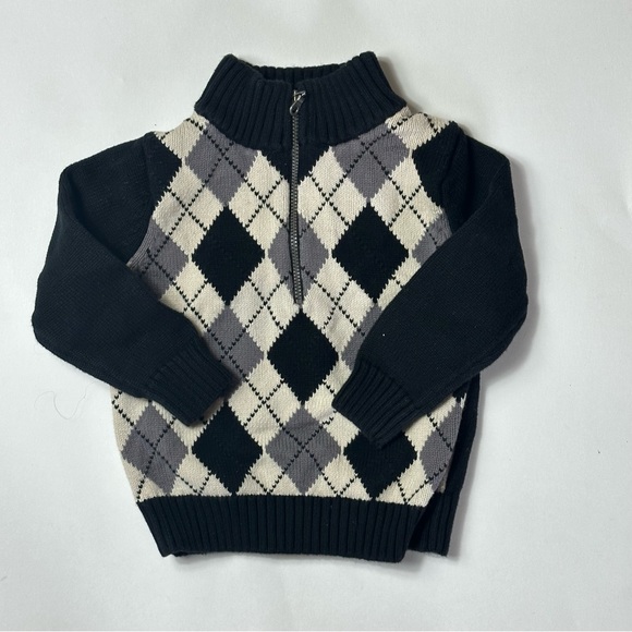 ONE KID | 2T Boys | Argyle Front Zipper Sweater - Picture 8 of 9